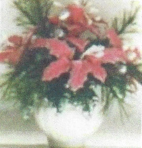 Dollhouse Miniature Pink Poinsettias-Large Pot 2 3/8